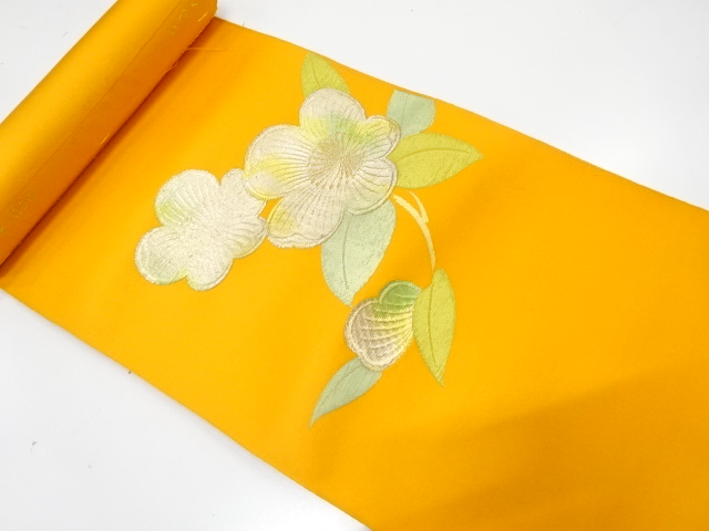 アンティーク　いづくら製　枝花模様織り出し　名古屋帯地反物